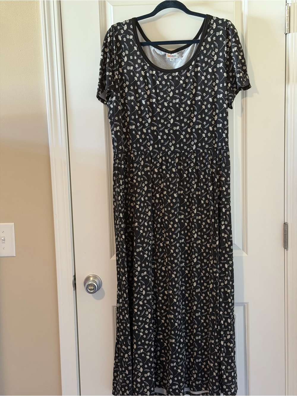 LuLaRoe Black Dress with White Floral Dot Print